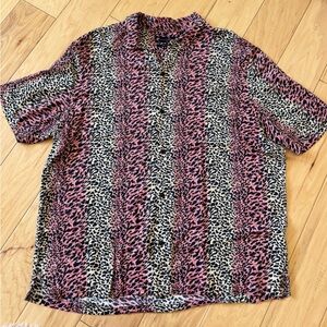 All Saints Pink and Black Patterned Shirt